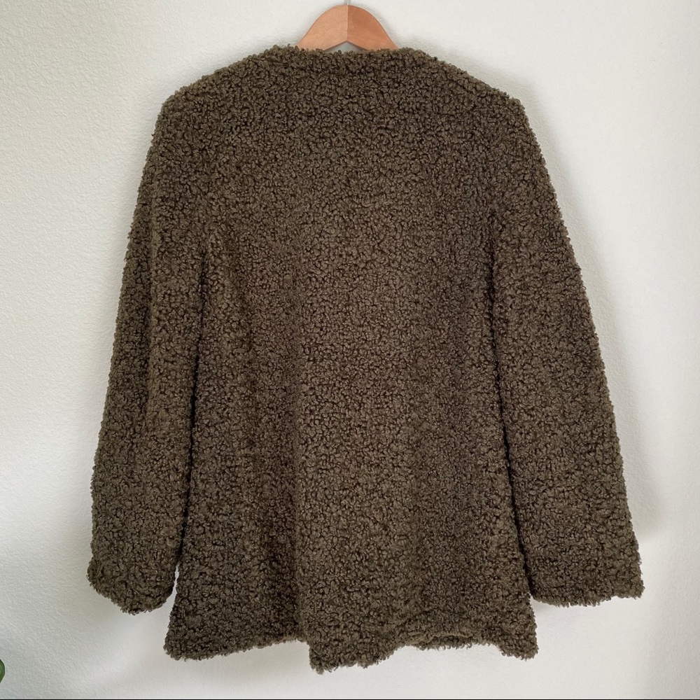 Max Studio Faux Shearling Teddy Jacket Olive L - Picture 7 of 7
